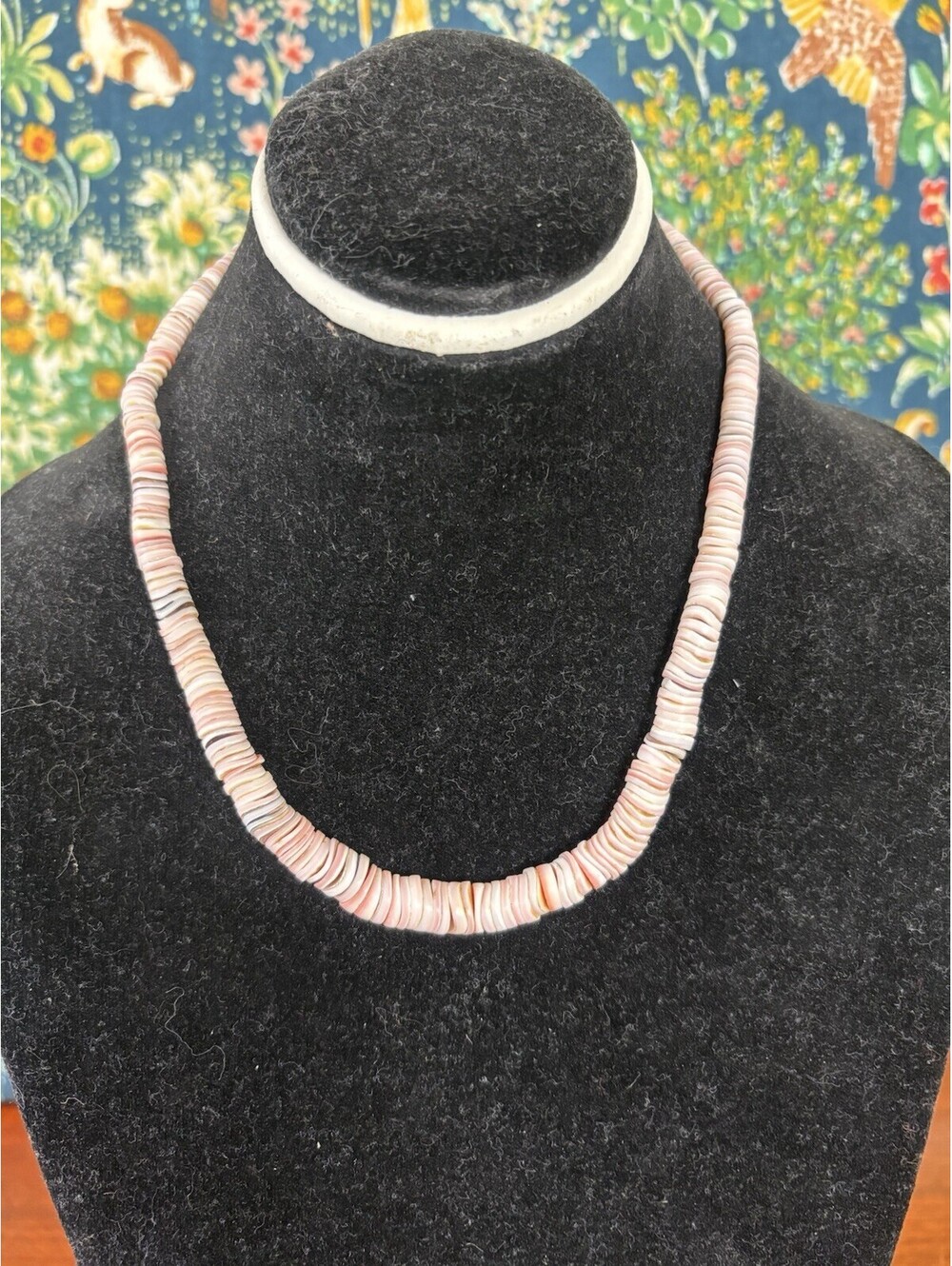 8-12MM PERUVIAN PINK OPAL KNOTTED RONDELLE CHIP SILVER NECKLACE 20 “